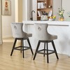 Kumasinova 25.9"H Swivel Bar Stools with Button Tufted Back,Set of 2,Luxury Velvet Barstools Dining Chairs with Chrome Nailhead Trim - 2 of 4