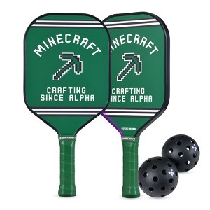 Minecraft Pickleball Bundle Set 3 Piece with Fiberglass Paddle and