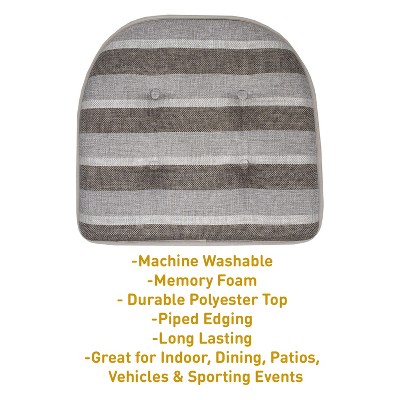 Bradford Striped Gray and Brown Memory Foam Chair Cushions, 12-Pack