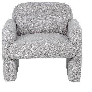 Ridstar Grey Teddy Fleece Accent Chair with Arms and Pillow for Living Room, Bedroom - 1 of 4