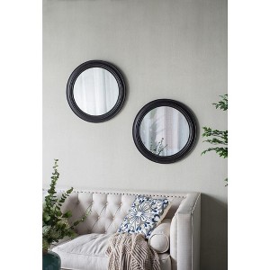 Circle Vintage Wall Mirror With Wooden Frame, Vertically And Horizontally Mounting, Antique Classic Accent Round Mirror - 1 of 4