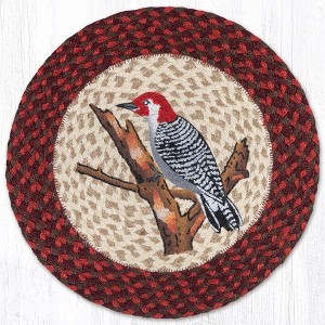 Earth Rugs Round Wildlife Woodpecker Placemat – Farmhouse Dining Accent 15"x15" - 1 of 3