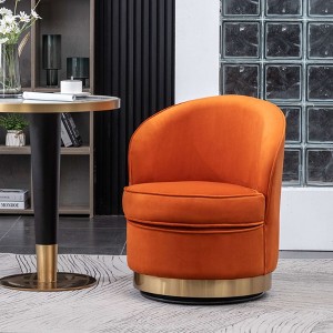 CAVINAS Velvet Swivel Accent Chair with Curved Backrest and Metal Base,Cozy Upholstered Living Room Chairs,Reading Chairs for Living Room - 1 of 4