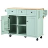 Maliang Kitchen Cart with Rubber wood Drop-Leaf Countertop, Kitchen Island on 5 Wheels with Storage Cabinet and 3 Drawers - 3 of 4