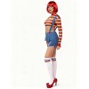 Joyfy Women's Creepy Doll Costume Complete Set with Red Wig & Prop | Killer Doll Outfit with Crop Top, Skirt, Socks for Halloween Cosplay - 4 of 4