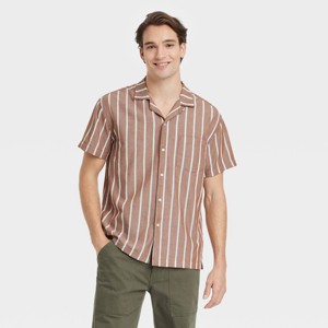 Men's Short Sleeve Striped Camp Button-Down Shirt - Goodfellow & Co™ - 1 of 3