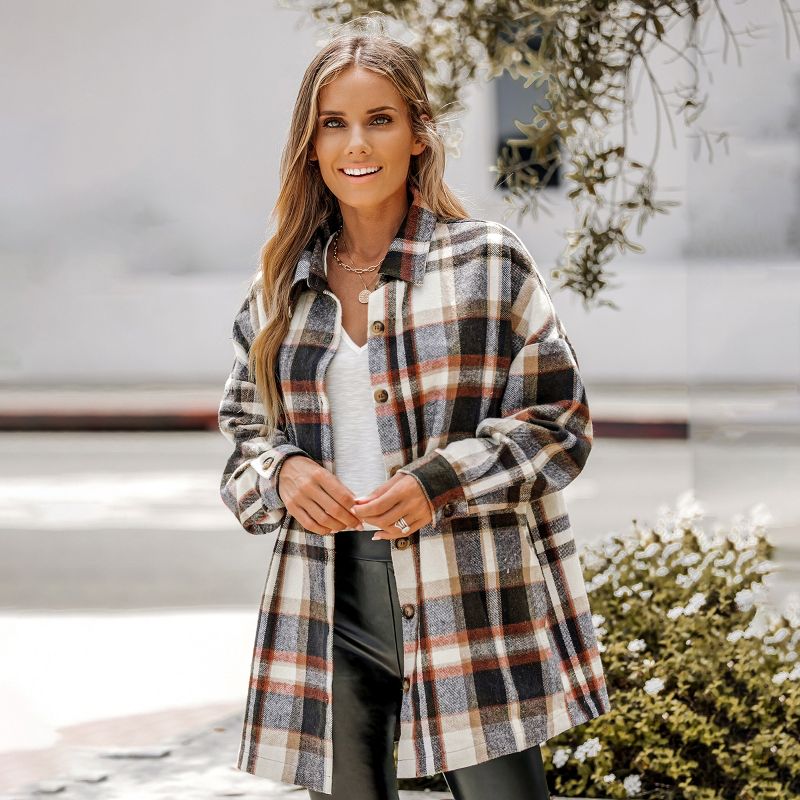 Women's Plaid Button-Front Flannel Shacket - Cupshe, 3 of 7