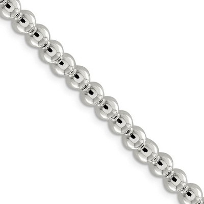 Black Bow Jewelry 6mm, Sterling Silver, Beaded Box Chain Necklace