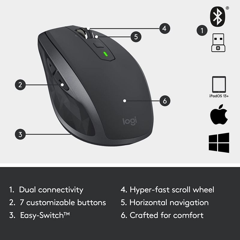 Logitech - MX Anywhere 2S Wireless Laser Mouse - Black, 4 of 10