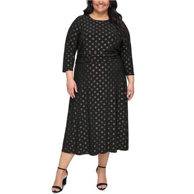 Tommy Hilfiger Womens Polka Dot Midi Cocktail Dress