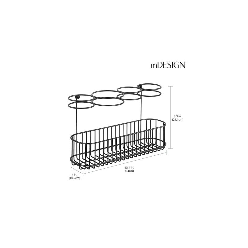 mDesign Metal Cabinet/Wall Mount Hair Care Styling Tool Storage Basket, 3 of 6