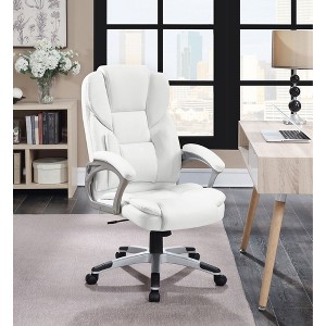 Vynxaria White Upholstered Adjustable Home Office Desk Chair - 1 of 4