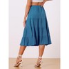 INSPIRE CHIC Women's Midi Solid Elastic Waist Flare Tiered A-Line Skirt with Pockets - 4 of 4