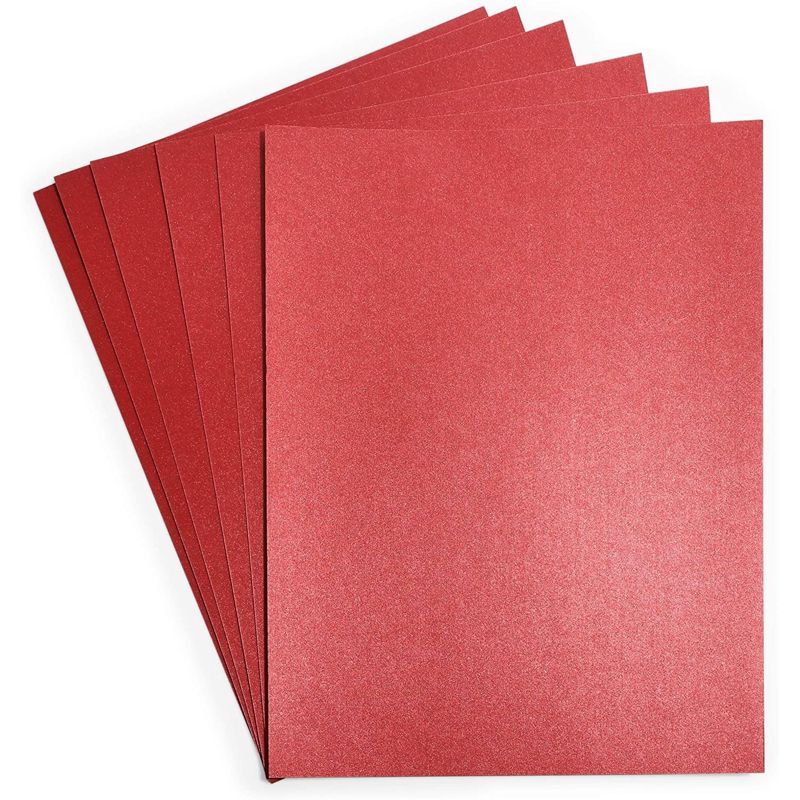 Paper Junkie 50-Pack Red Shimmer Cardstock Paper, Metallic Paper for Arts and Crafts (8.5 x 11 in), 1 of 6