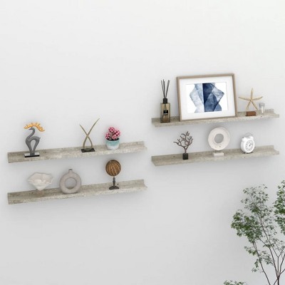 vidaXL Wall Shelves 4 pcs Concrete Gray 31.5 in.x3.5 in.x1.2 in.
