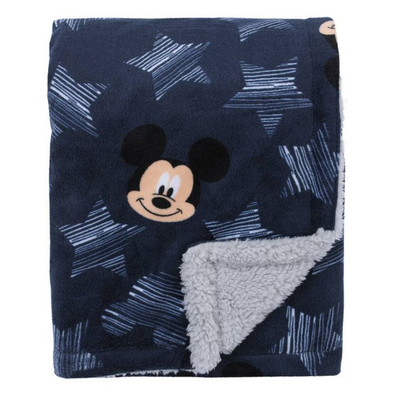 Disney Mickey Mouse Hello World Star Icon Super Soft Double Sided Velour Faux Shearling Baby Blanket, 3 of 5