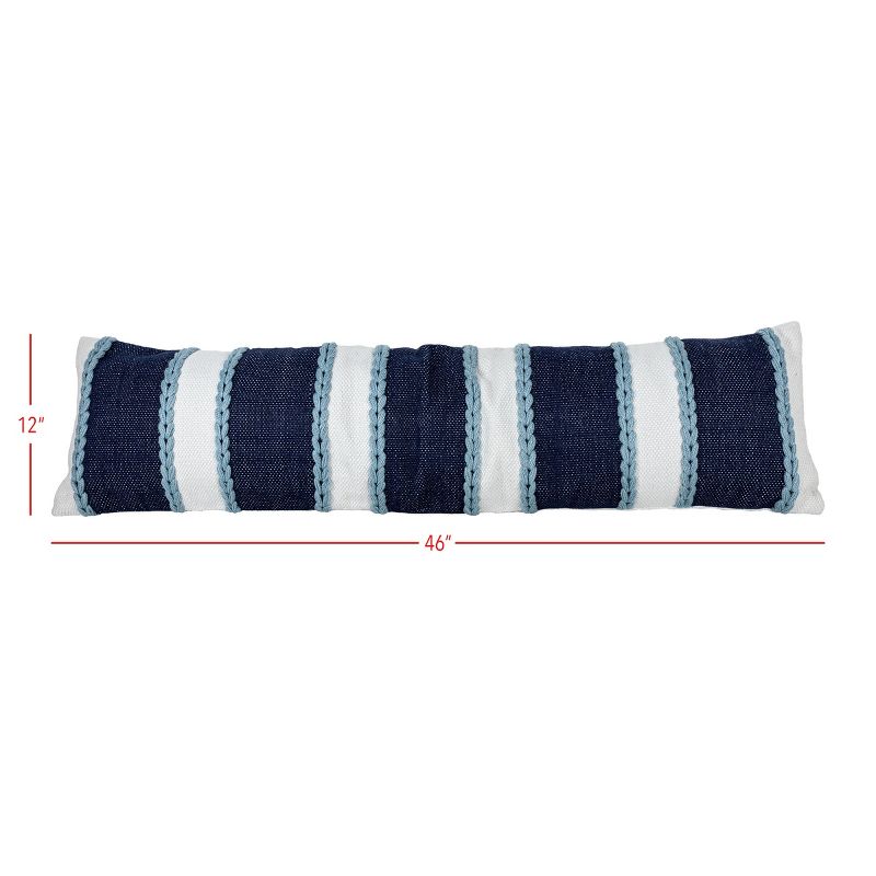 12X46 Inch Hand Woven Navy, Light Blue & White Striped Outdoor Pillow Polyester With Polyester Fill by Foreside Home & Garden, 5 of 6