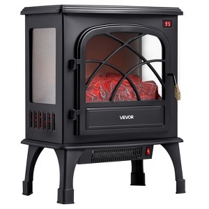 VEVOR 25.5inch Freestanding Fireplaces, 1500W 5120BTU Portable Electric Fireplace Stove Heater, with Overheating Protection,Adjustable Flames,Black - 1 of 4