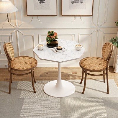 ModernLuxe Dining Table Dinette Table Octagonal Coffee Table Dinner Table Kitchen Table, White/Black