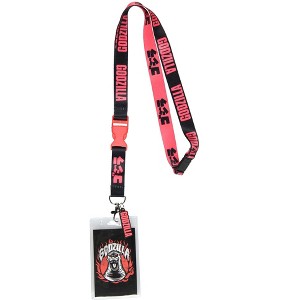 Godzilla Kaiju Gojira ID Reversible Lanyard Badge Holder w Godzilla Rubber Charm - 1 of 4