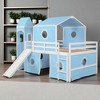 Full Size Loft Bed with Slide, Castle-Themed Playhouse Design, Solid Wood Frame - 3 of 4