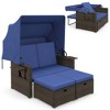 Costway Outdoor Patio Rattan Daybed with Retractable Canopy & Adjustable Backrests Beige/Red/Blue - 2 of 4