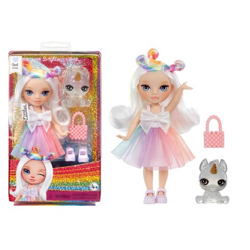 Rainbow High Littles Opal Raine Rainbow 5.5" Posable Small Doll With Purse Magical Pet Unicorn ...