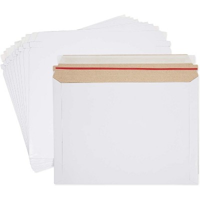 Juvale 100-Pack White Rigid Mailing Envelopes Document Stay Flat Mailers Self Seal Flap, 9.5 x 12.5 in