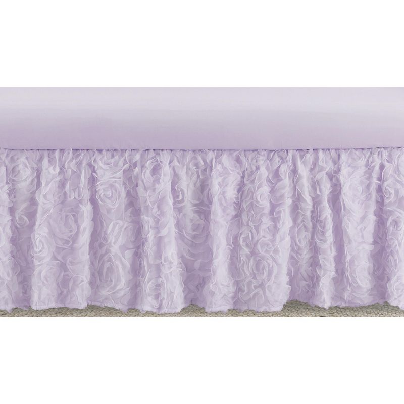 Sweet Jojo Designs Girl Baby Crib Bed Skirt Rose Collection Solid Purple, 1 of 5