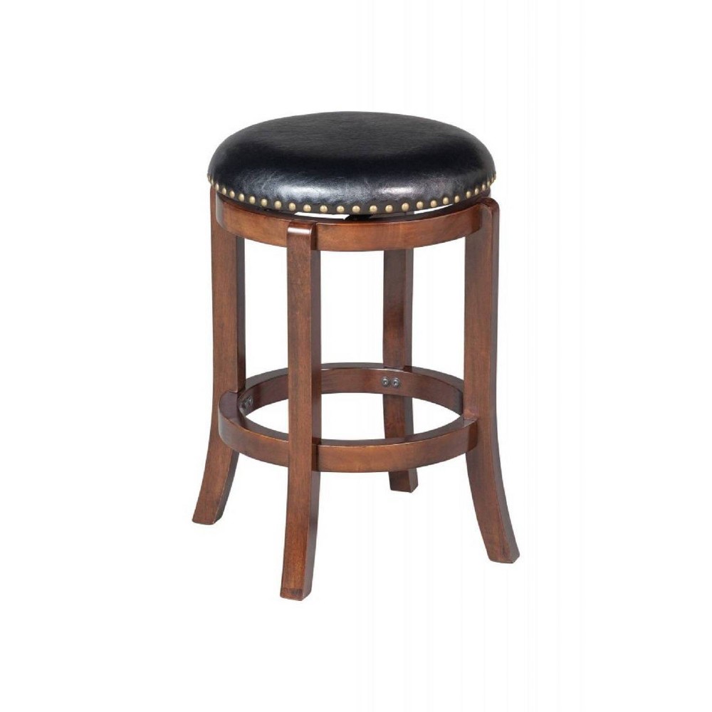 Cordova Swivel 24" Counter Height Barstool Hardwood/Cappuccino - Boraam: Backless, Nailhead, Protective Glides