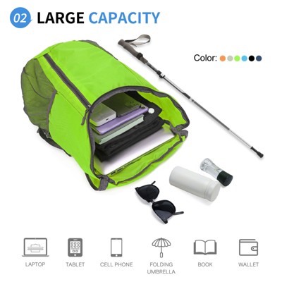 Unique Bargains Packable Large Capacity Camping Travel Hiking Backpack Green — фото 5