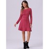 INSPIRE CHIC Women's Regular Fit Faux Suede Crew Neck Long Sleeve Ruffled Hem Mini Dress - 3 of 4