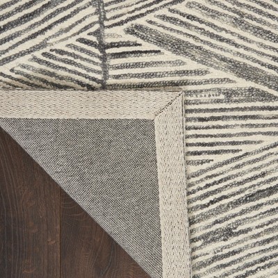 Artisanal Grey and White Hand-Tufted Wool Rectangular Area Rug, 8'3" x 11'6"