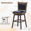 Costway 29" Swivel Bar Stools Set of 2 with Back Rubber Wood Legs Sturdy Footrest - 3 of 4