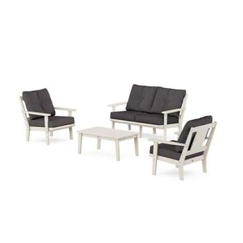 POLYWOOD 4pc Prairie Deep Seating Outdoor Patio Conversation Set with Loveseat