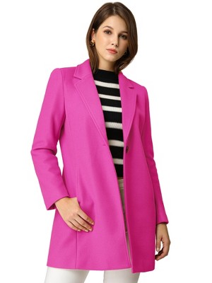 INSPIRE CHIC Women's Regular Fit Notched Lapel Long Sleeve Buttoned Classic Coat