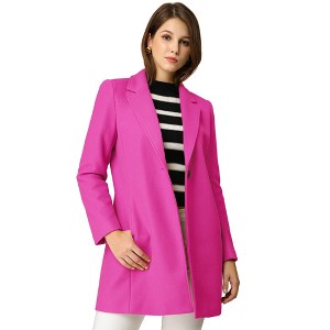 INSPIRE CHIC Women's Regular Fit Notched Lapel Long Sleeve Buttoned Classic Coat - 1 of 4