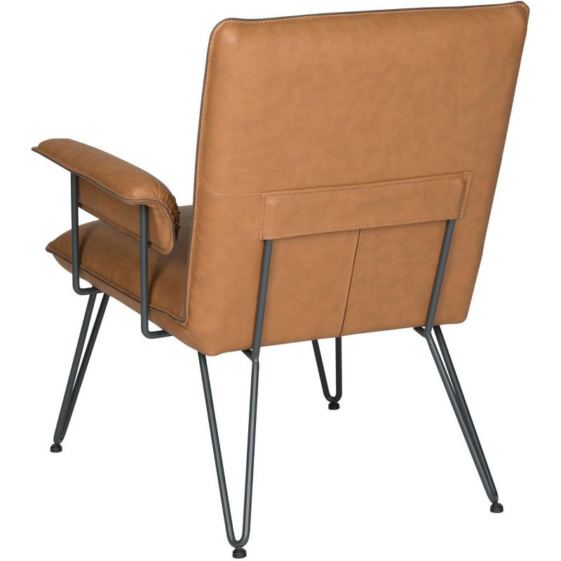 Johannes Mid-Century Camel Faux Leather Armchair with Metal Hairpin Legs