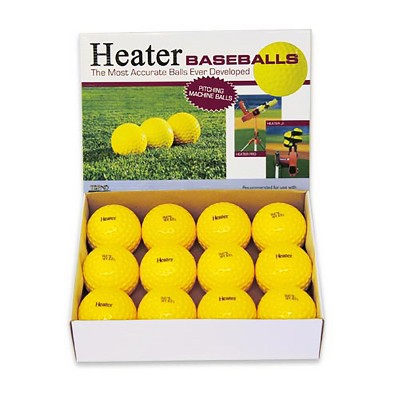 Heater Sports Pitching Machine 9” Dimpled Baseballs, Reg. Weighted Polyurethane for Use With Aluminum & Composite Bats - Yellow, Pack of 12