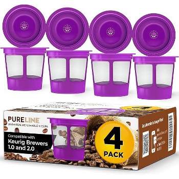 PureLine Reusable K Cups for Keurig, K CUP Coffee Filter Refillable Single K CUP for Keurig 2.0 1.0, BPA Free (4 Pack)