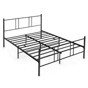 Tangkula Full Size Steel Platform Bed Frame Headboard Heavy-Duty Mattress Foundation - 1 of 4