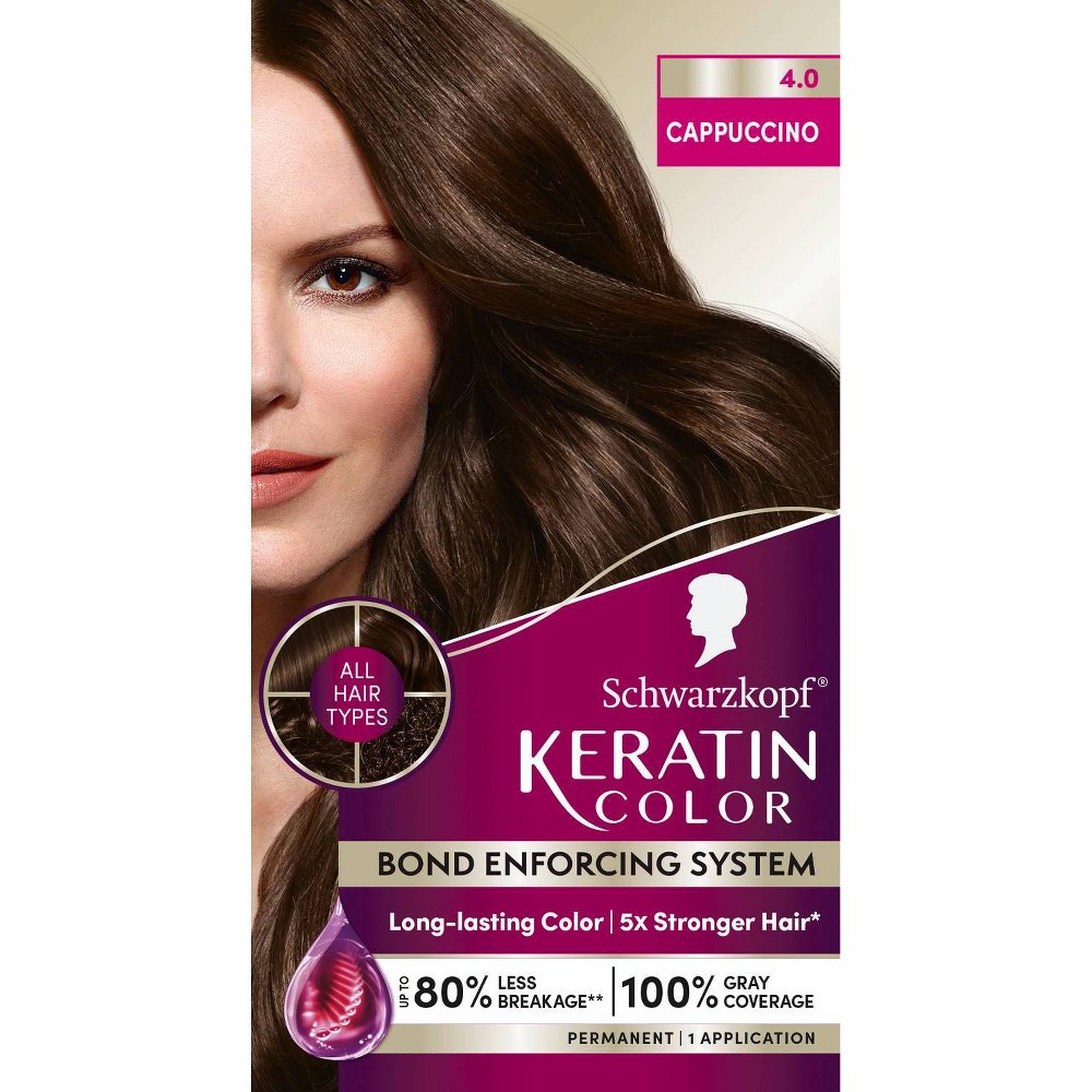 Photos - Hair Dye Schwarzkopf Keratin Permanent Hair Color - Cappuccino - 2.08 fl oz 