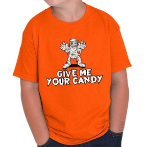 Funny Halloween Mummy Give Me Candy Crewneck T Shirts Boy Girl Brisco Brands - 1 of 4