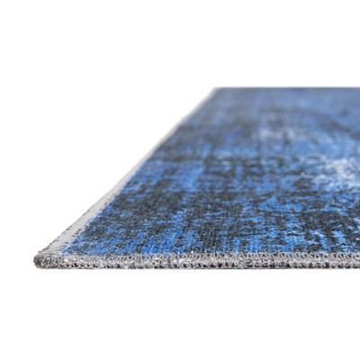 Modern Elegance 5' Square Overdyed Blue Chenille Area Rug