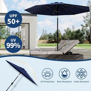 10Ft Patio Umbrella - 8 Sturdy Ribs Outdoor Table Umbrella with Crank Lift & Push Button Tilt - 1 of 4