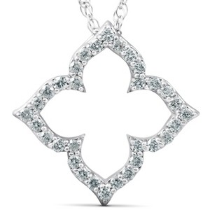 Pompeii3 1/3 Ct Diamond Floral Designer Pendant 14k White Gold - 1 of 4