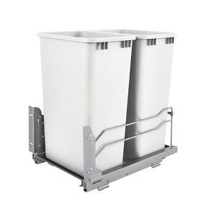 Rev-A-Shelf Double Pull-Out Trash Can for Full Height Kitchen Cabinets 50 Quart 12.5 Gallon with Soft-Close Slides, 53WC-2150SCDM-217 - 1 of 4