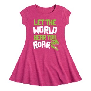 Girls' - Instant Message - Dinosaur Fit & Flair Cap Sleeve Graphic Dress - 1 of 4