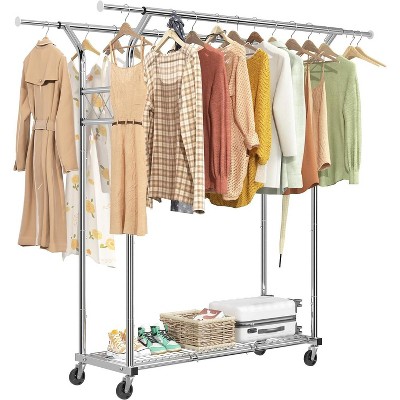 Simple Trending Heavy Duty Double Rod Clothes Rack Load 400 LBS