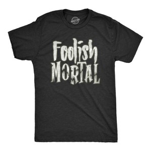 Mens Foolish Mortal T Shirt Funny Scary Glow In The Dark Halloween Tee - Crazy Dog Men's T Shirt - 1 of 4